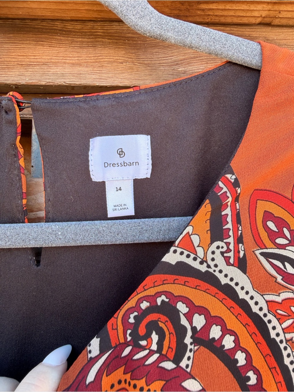 dressbarn Rust Paisley Sleeveless Midi Dress with Self Tie - Picture 4 of 6